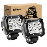 Nilight LED pod spot light mounted on a truck boosts off-road night visibility.