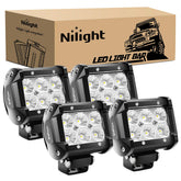 Nilight LED Pods front view showing bright flood beam for clear roadside visibility.