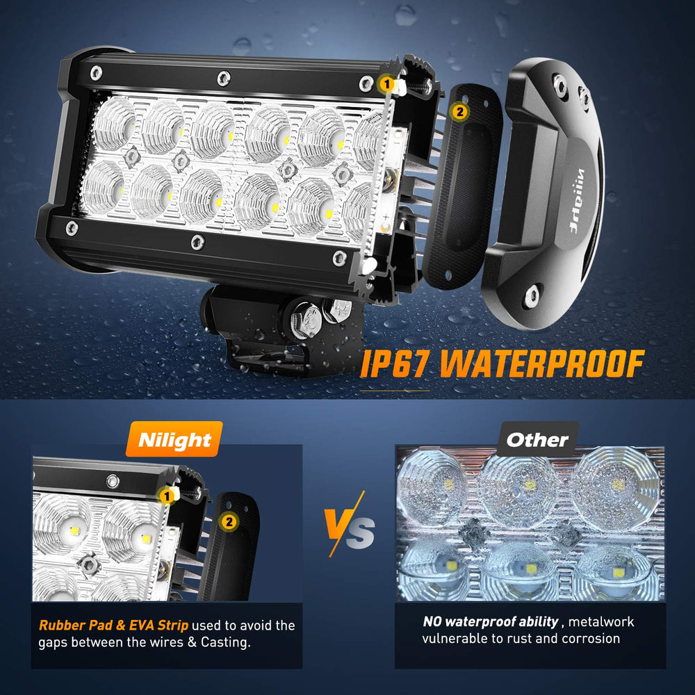Nilight Led Pods adjustable mounting bracket allows easy 45-degree beam direction.