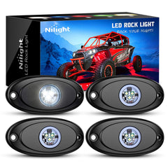 Nilight LED Rock Light underbody pod delivers bright, durable glow.