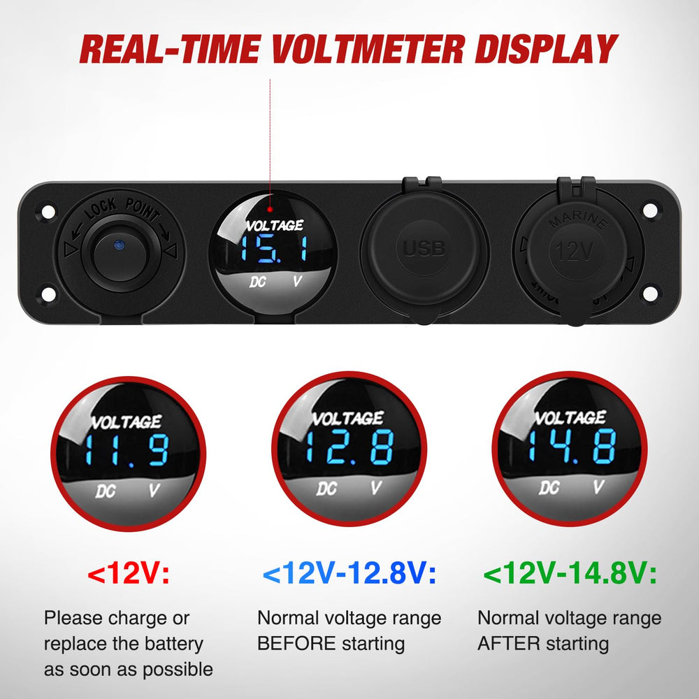 Nilight voltmeter LED display shows real-time battery status clearly