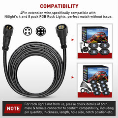 Nilight long 10ft cables suitable for truck underglow installations