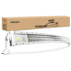 Nilight 52 inch marine light bar front view shows bright combined beam for night navigation