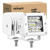 Nilight marine LED light pods with 3in white spot flood combo brighten night navigation