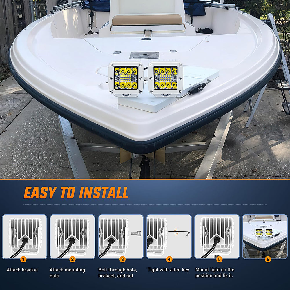 Nilight light pods on a boat improve night visibility and safety