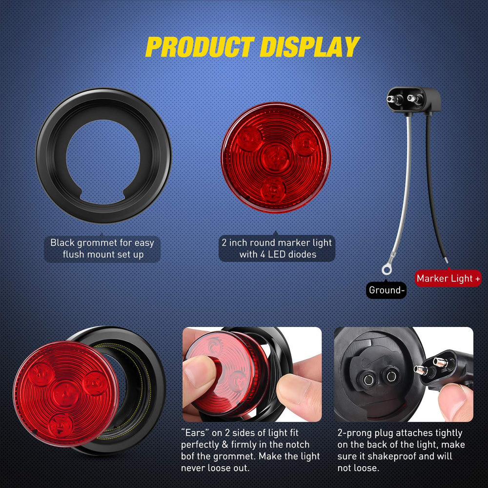 Nilight marker light with grommet installation illustrating simple mounting in pre-cut holes.