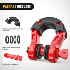 Nilight mega D-ring shackle with rubber washers protecting vehicle finish.