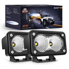 Nilight motorcycle LED pods 3 inch flood beam enhances wider night visibility