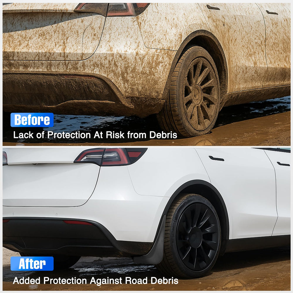 Nilight mud flaps on Tesla Model 3 front-right offering protection and clean lines.