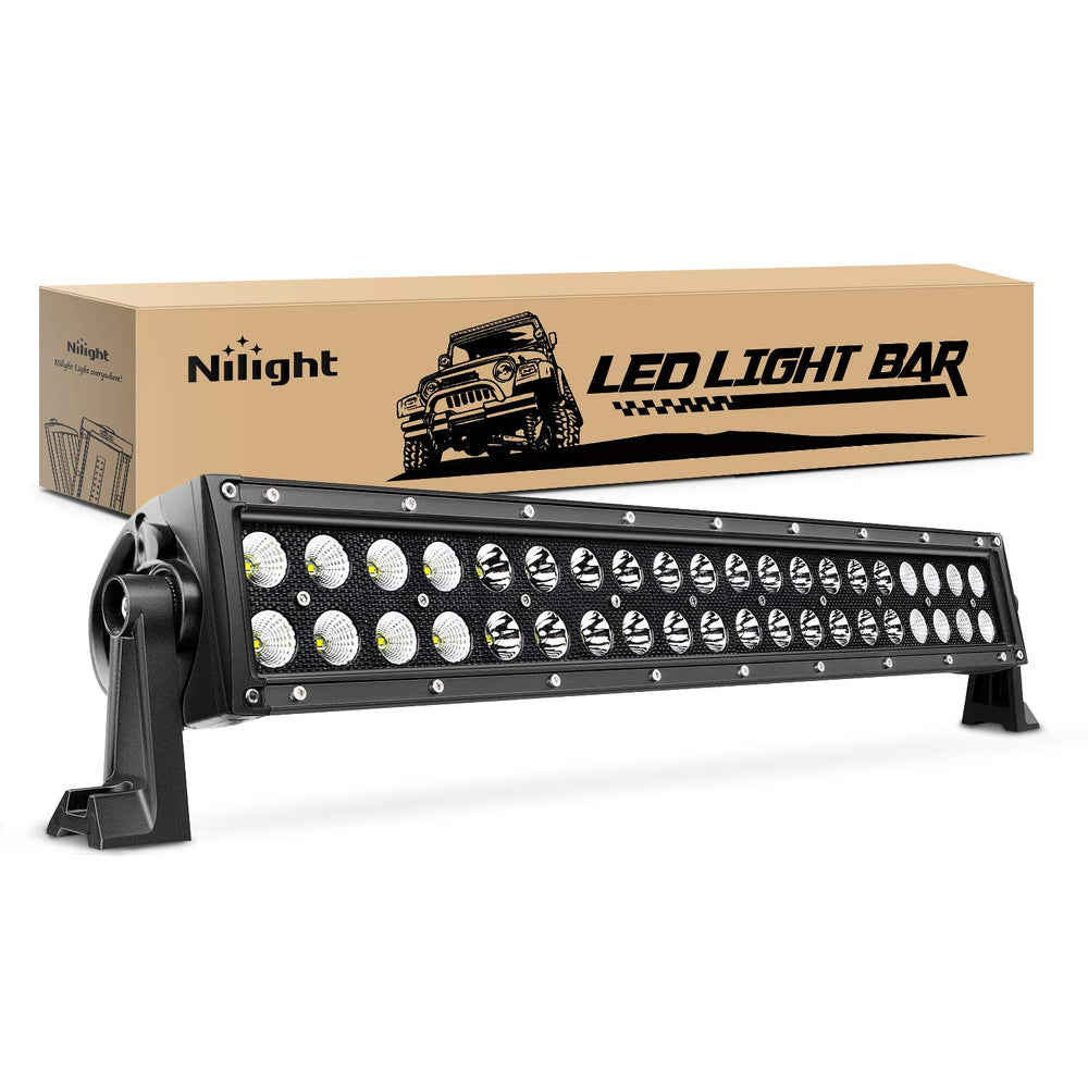 Nilight NI07B 120W light bar front view for enhanced night driving visibility.