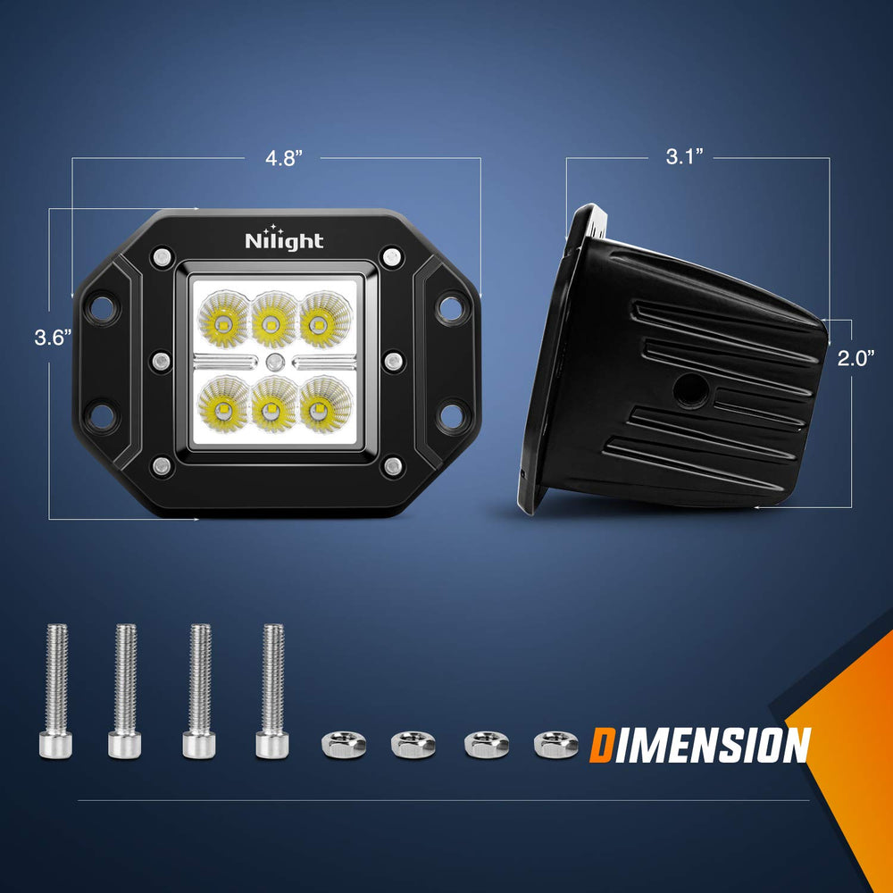 Nilight NI23C-18W flood light side view extends wide illumination for side visibility