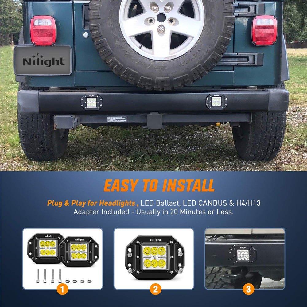 Nilight NI23C-18W IP67 waterproof rating protects against water and dust.