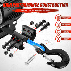 Nilight off-road winch setup compatible with multiple vehicles on-trail use.