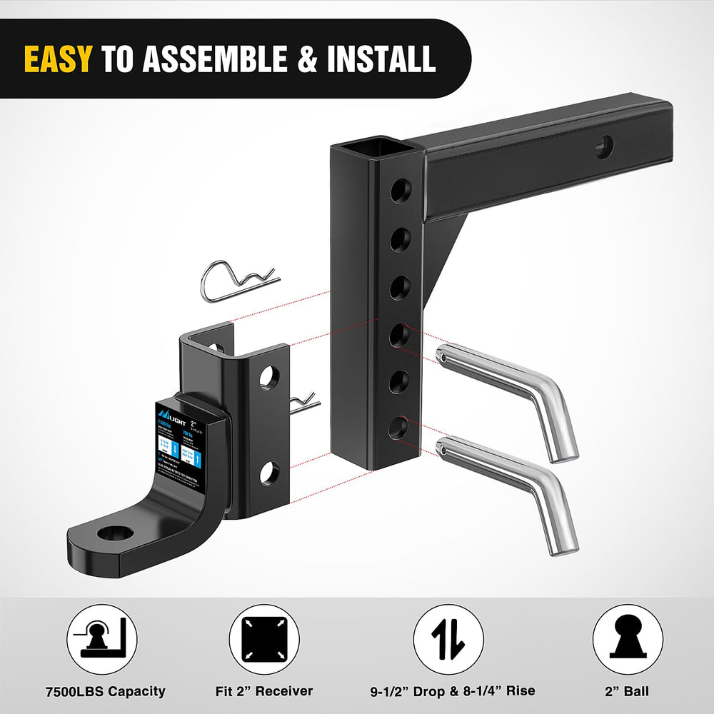 Nilight 1-inch ball hole compatible with common hitch balls.