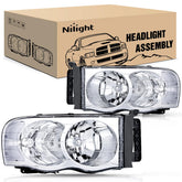 Nilight Ram headlight assembly driver-side with chrome housing improves fit and visibility
