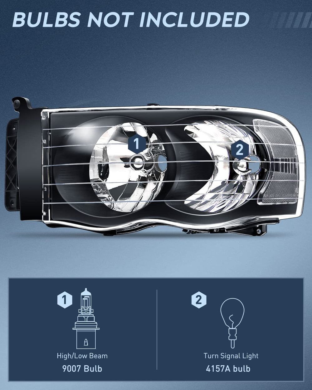 Nilight Ram headlights driver-side assembly offers plug-and-play upgrade for easier installation.