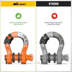 Nilight recovery point ready shackle on Jeeps and trailers for trail-ready use.