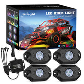 Nilight RGB rock lights kit four pods front view for underbody glow