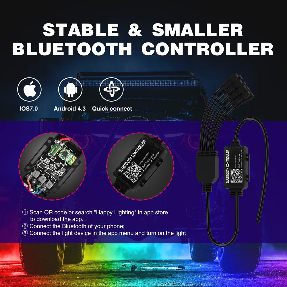 Nilight RGB Rock Lights Kit IP68 waterproof housing for all-weather use