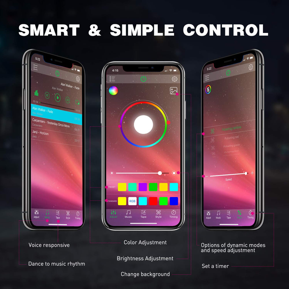 Nilight RGB Rock Lights Kit music sync mode in action