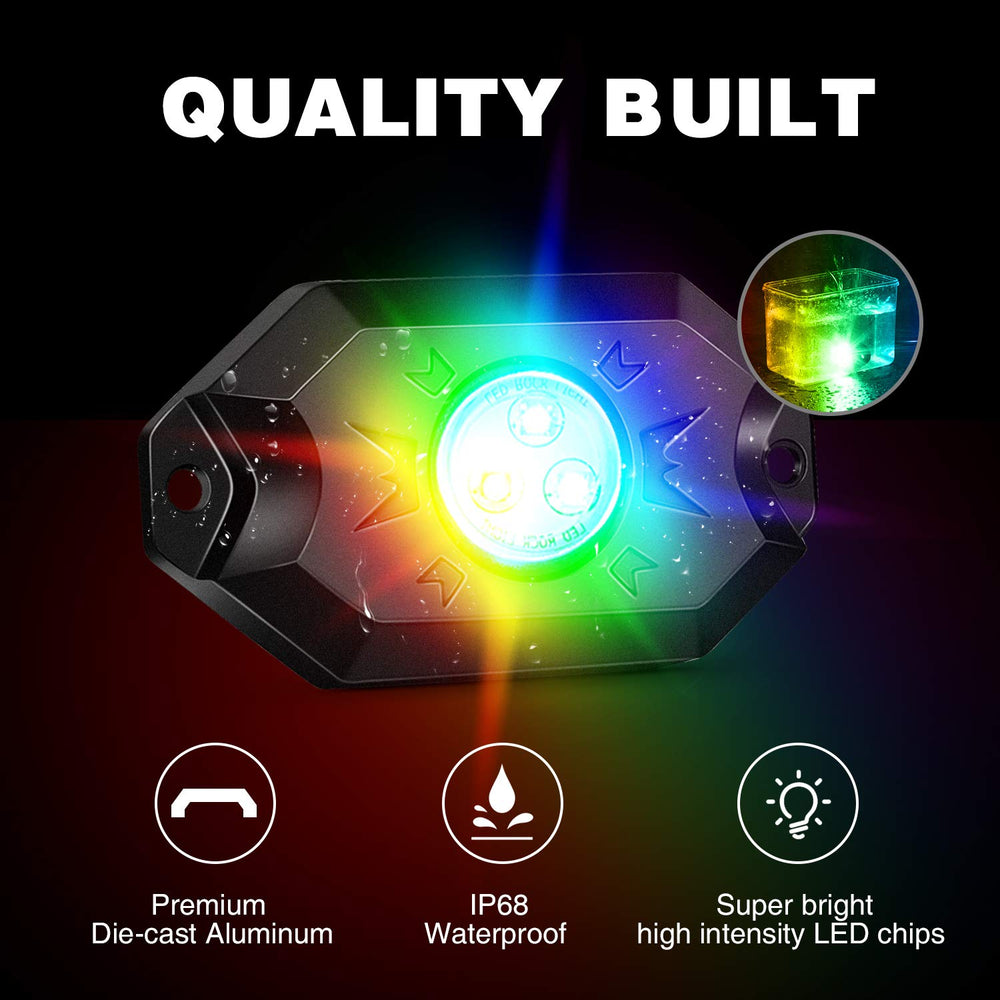 Nilight RGB rock lights kit waterproof and durable design