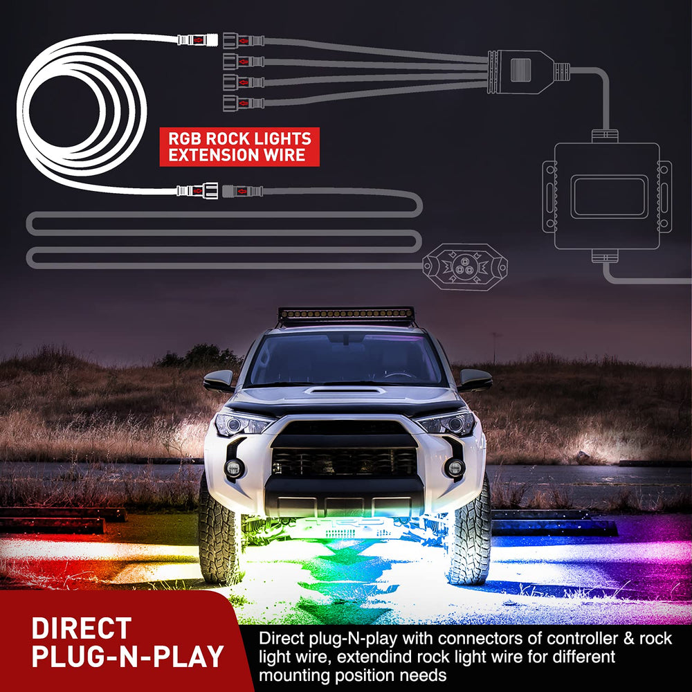 Nilight RGB rock light extension kit ready for seamless controller integration