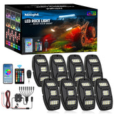 Nilight RGBW rock lights 8 pods illuminate undercarriage for off-road visibility