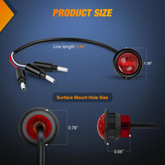 Nilight round marker light for trailers with clear red LED signaling.