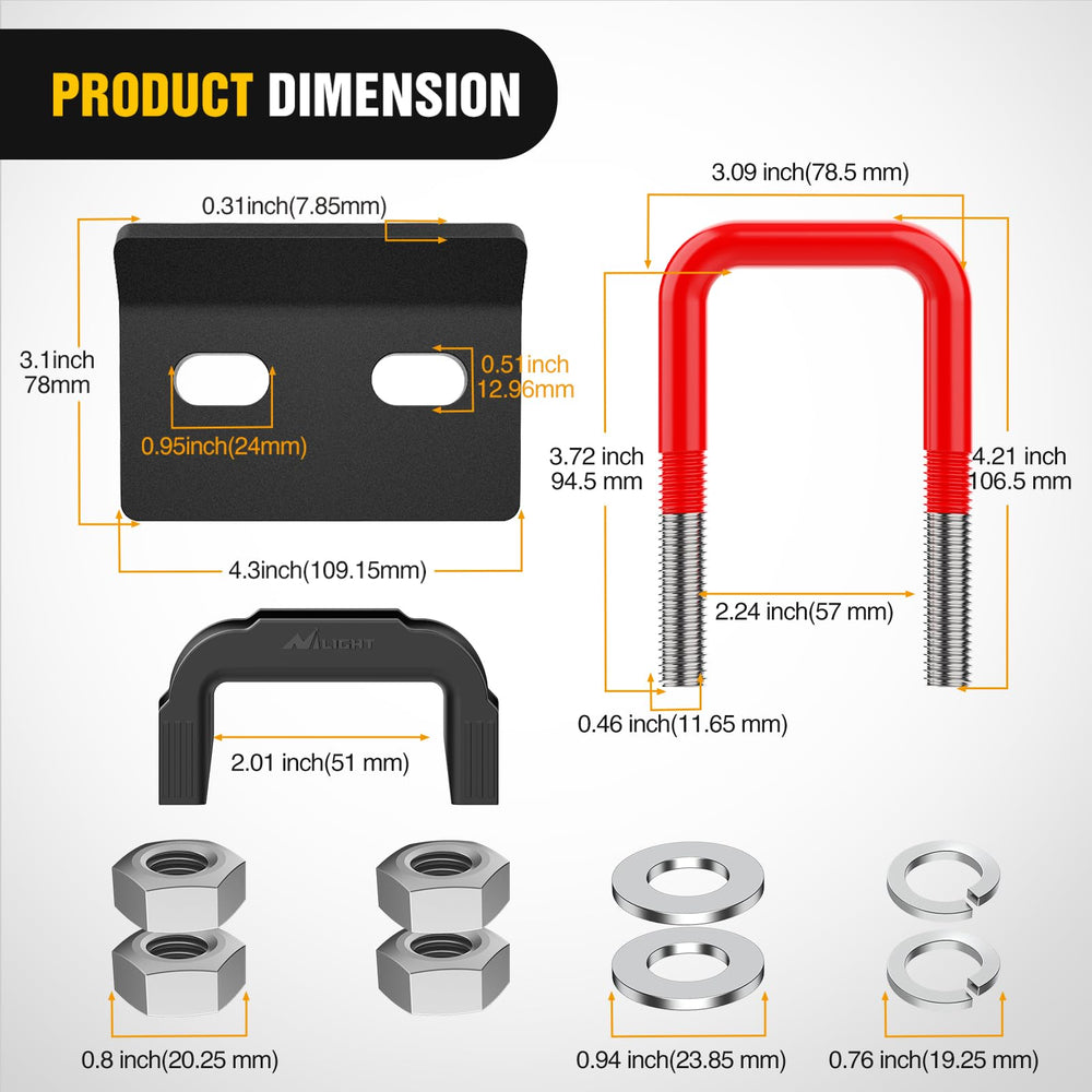 Nilight rubber cover over U-bolt protects finishes in all weather.