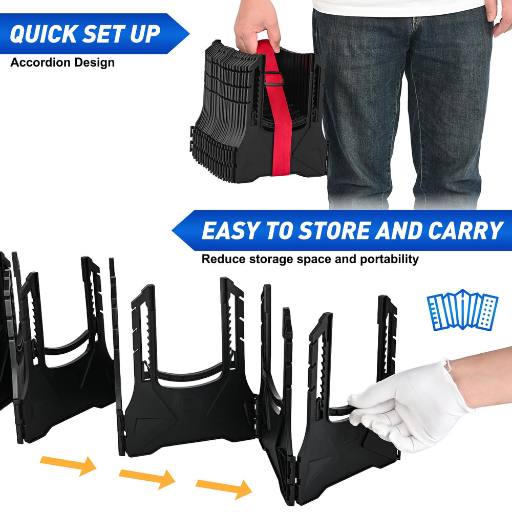 Nilight deep U-shape cradles secure the hose during drainage.