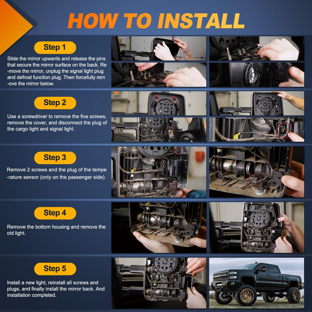 Nilight side mirror marker light easy installation for quick upgrade