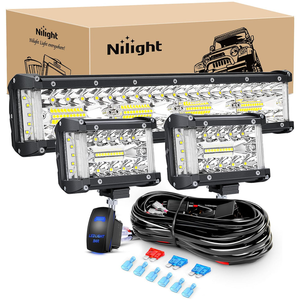 Nilight Side Shooter 4-3inch pod side light showing wide flood and precise spot for off-road safety.