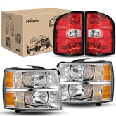 Nilight Silverado headlight assembly with chrome housing boosts nighttime visibility