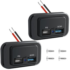 Nilight socket panel front view with 12V-24V dual USB ports for fast charging.