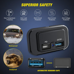 Blue indicator light helps locate the outlet in low light.