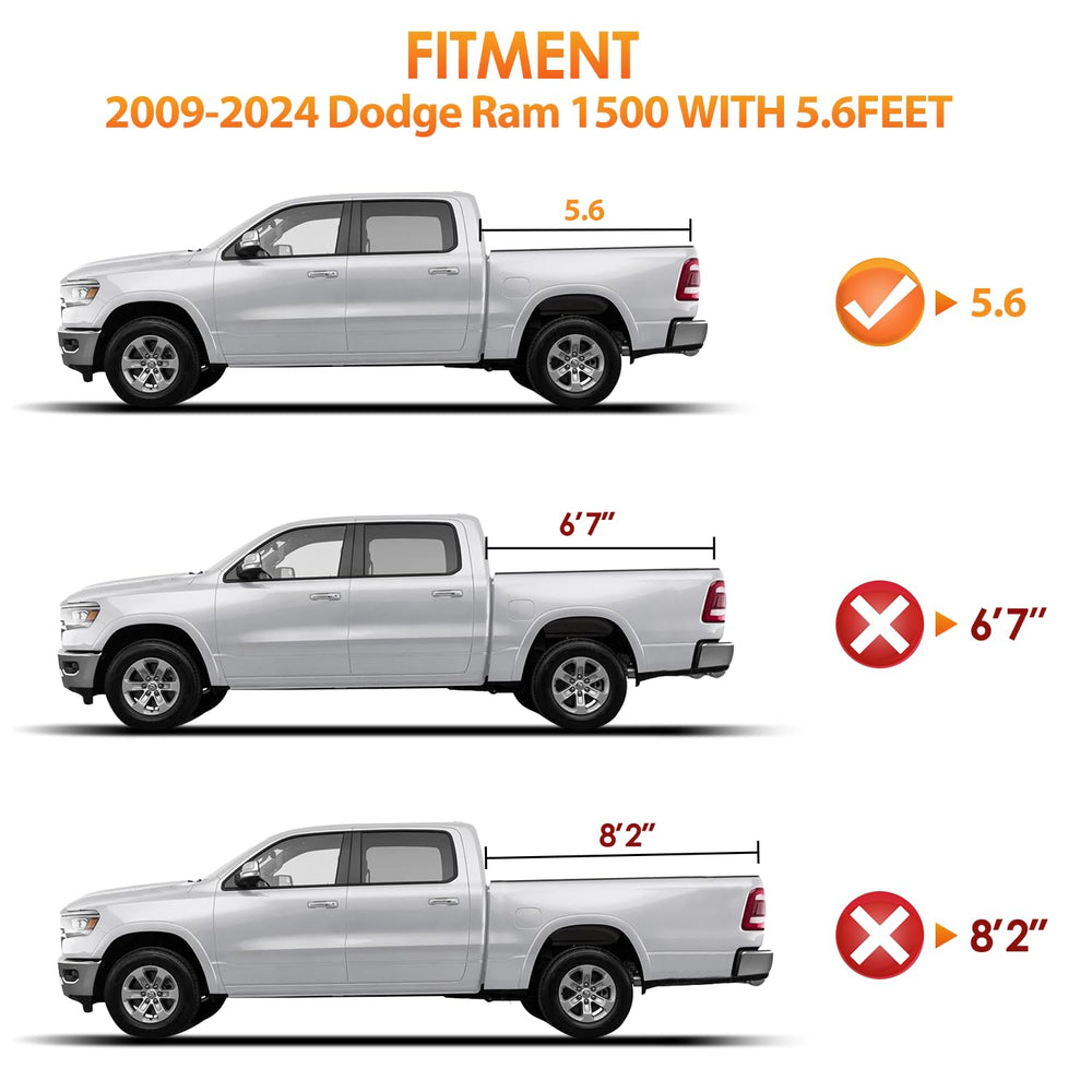 Nilight 5.6ft bed tonneau for Ram 1500 fits perfectly and looks clean.