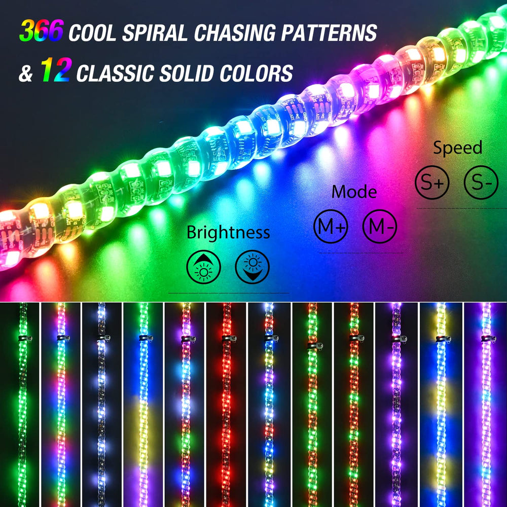 Nilight spiral LED whip light 4ft 360-degree glow boosts off-road presence