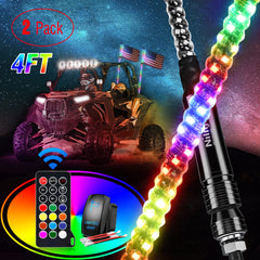 Nilight spiral LED whip light 4ft with chase mode enhances night visibility