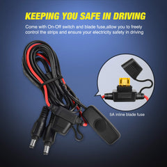 Nilight splitter cable simplifies powering all three strips.
