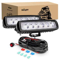 Nilight 18W spot LED work light front view for bright forward illumination.