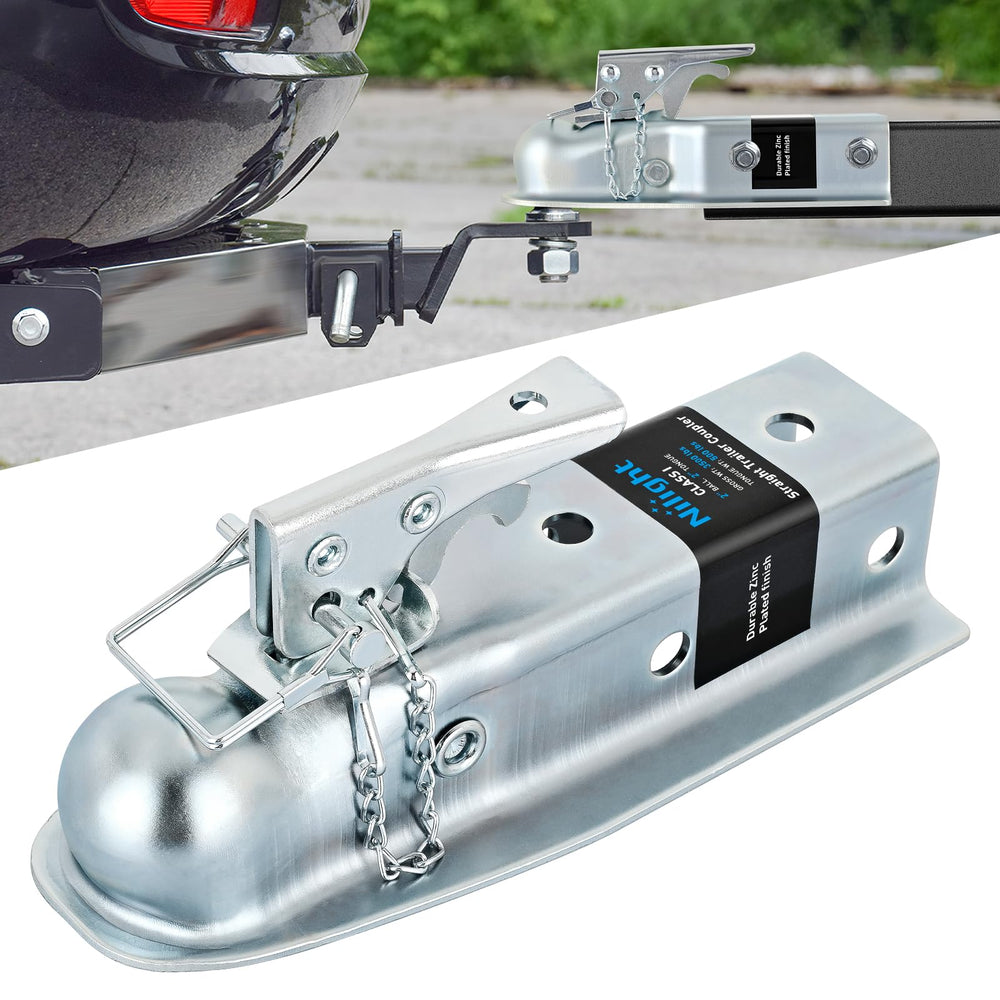 Nilight straight trailer coupler with 2in ball for secure towing connections