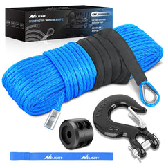 Nilight synthetic winch rope 50ft blue for rugged ATV recovery.