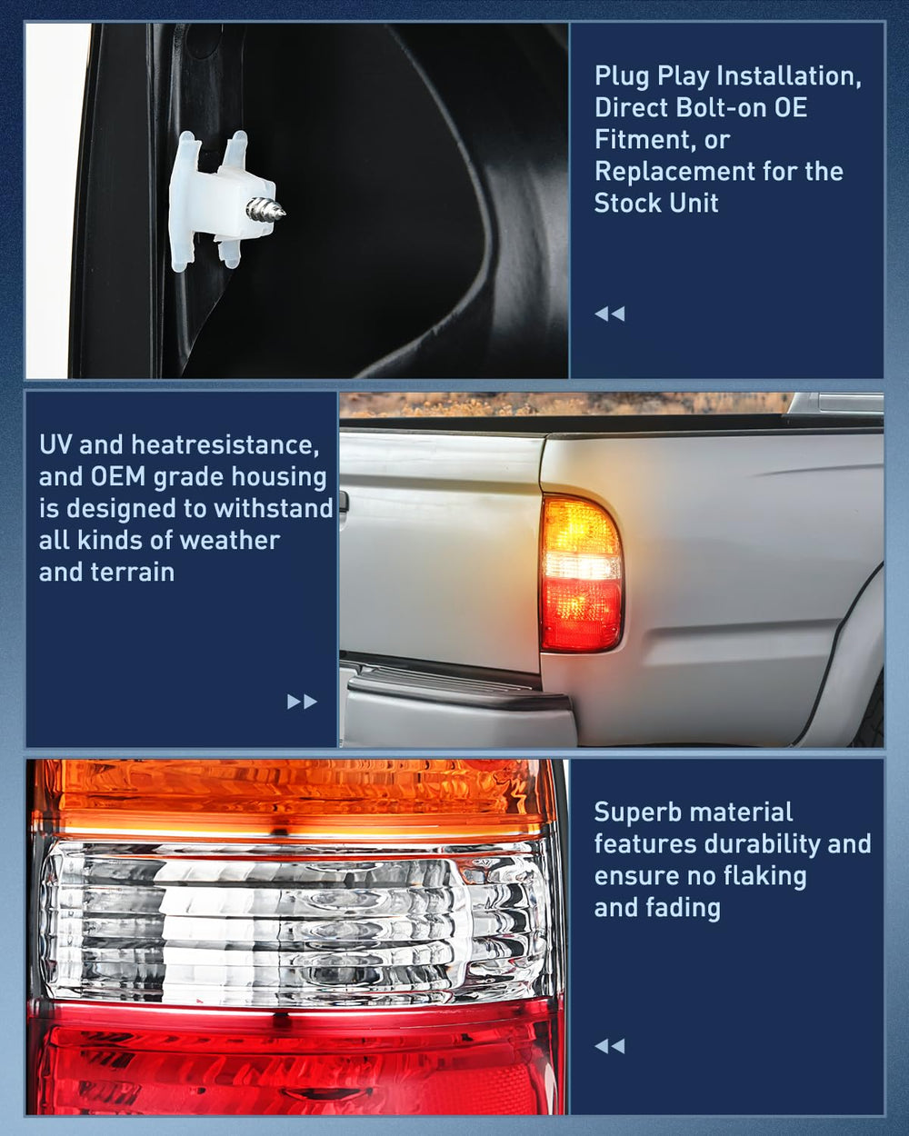 Nilight taillight assembly DOT SAE compliant for safer highway presence