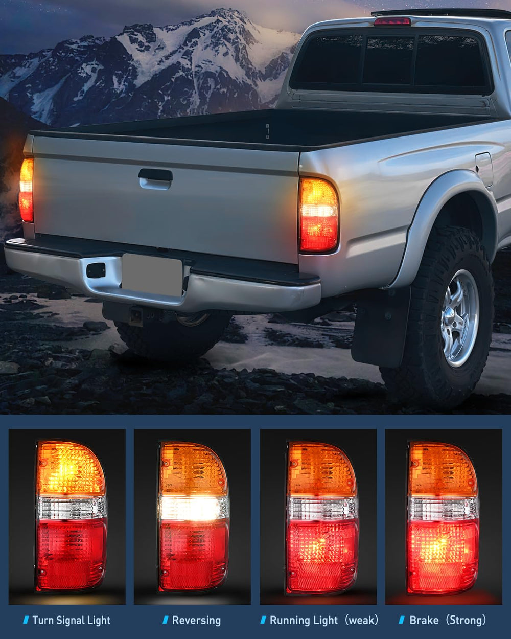 Nilight taillight lens closeup for Tacoma shows clear signal and crisp LEDs