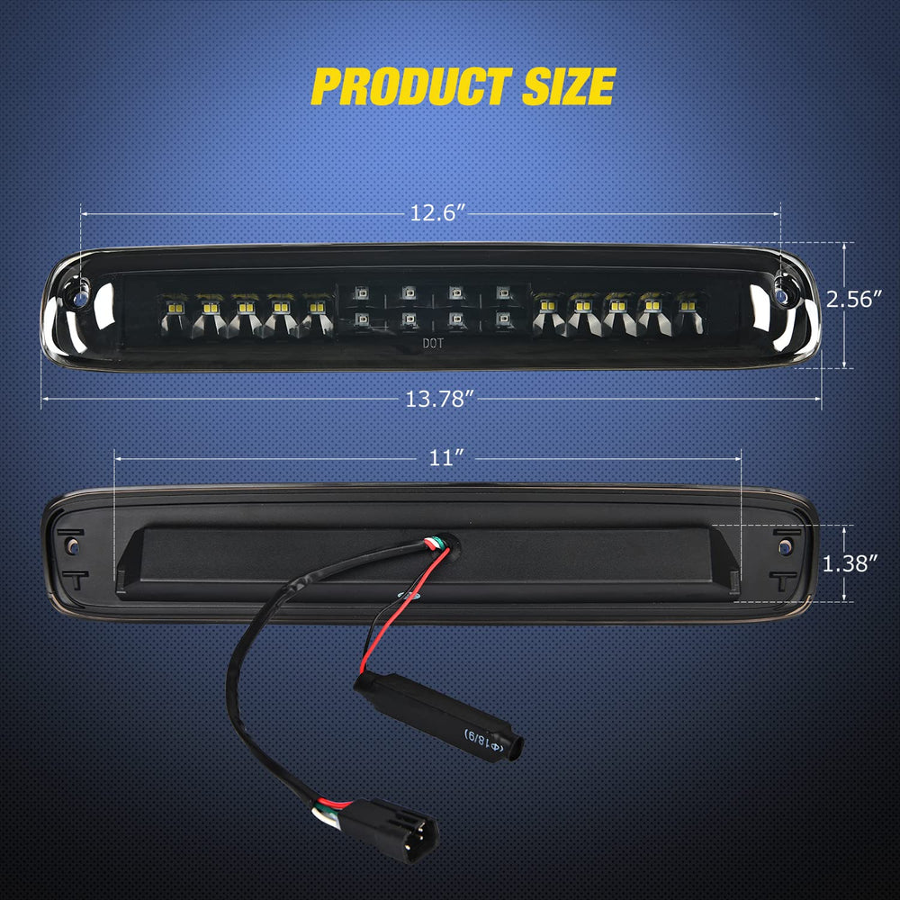Nilight third brake light LED array detail showing 18 LEDs for better visibility.