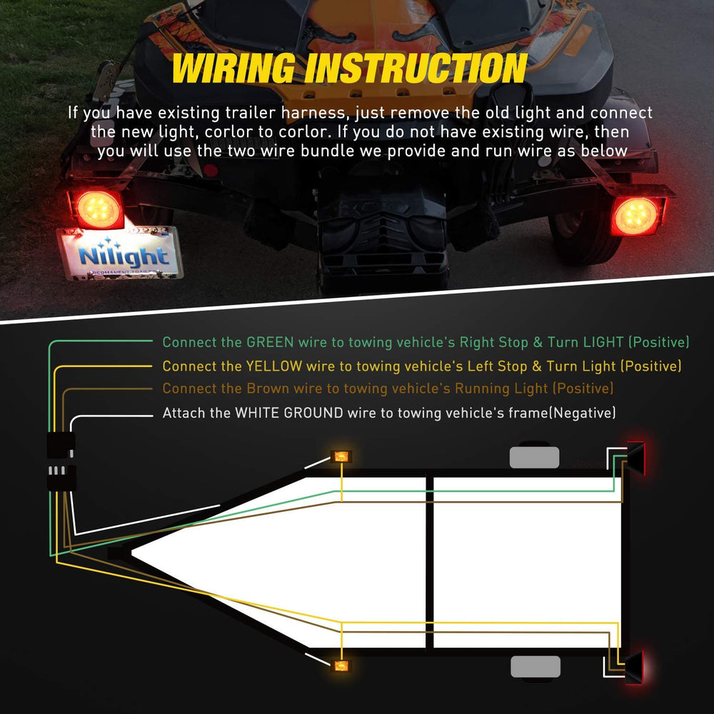 Nilight TL-41 color-coded wiring harness simplifies installation