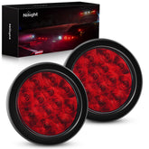 Nilight TL-18 4-inch round red LED trailer tail light with surface mount for clear tail signaling.