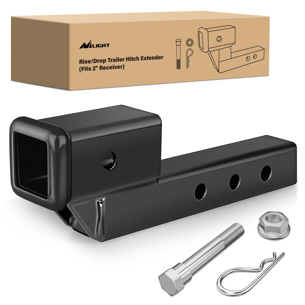 Nilight trailer hitch extension riser mounted in a 2-inch receiver for level towing.