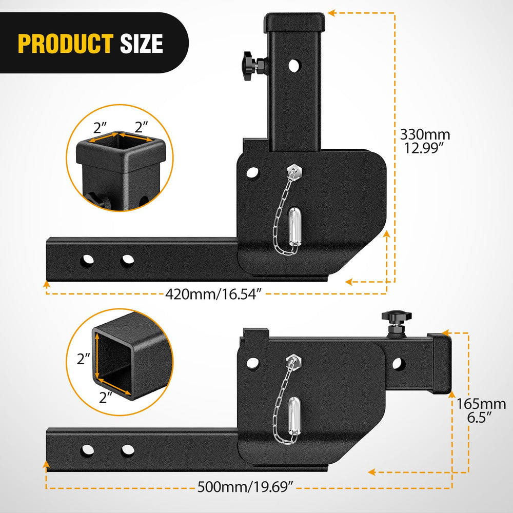 Nilight trailer hitch folding extender assembled on vehicle for extra space