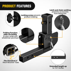Nilight trailer hitch folding extender corrosion-resistant steel with black coating